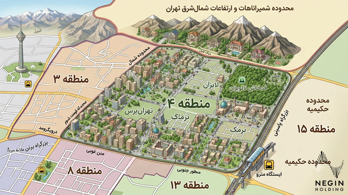 موقعیت-جغرافیایی-منطقه-۴-تهران